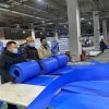 blue corrugated plastic roll