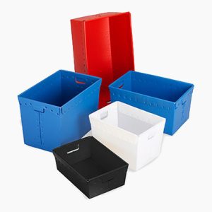 2-3 Corrugated plastic totes, mail totes